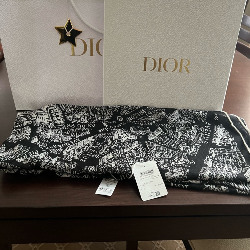 Dior Monochrome Cityscape Cashmere Shawl